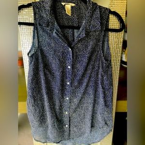 🌸 H&M Blue Sleeveless Polka Dot Blouse | Size 4 | Chic & Effortless